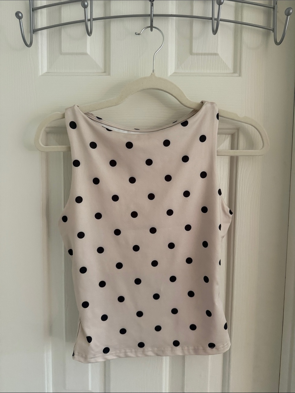 Amazon Cream Polka Dot Sleeveless Tank Top